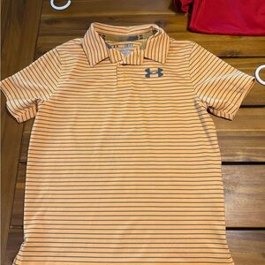 Under Armour Boys Polo in yellow and grey Stripes size small